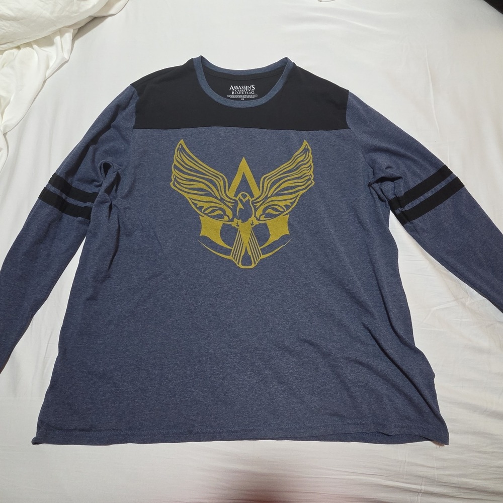 Assassin's Creed IV Black Flag Long Sleeve Graphic Shirt Men's 2XL Blue Gamer